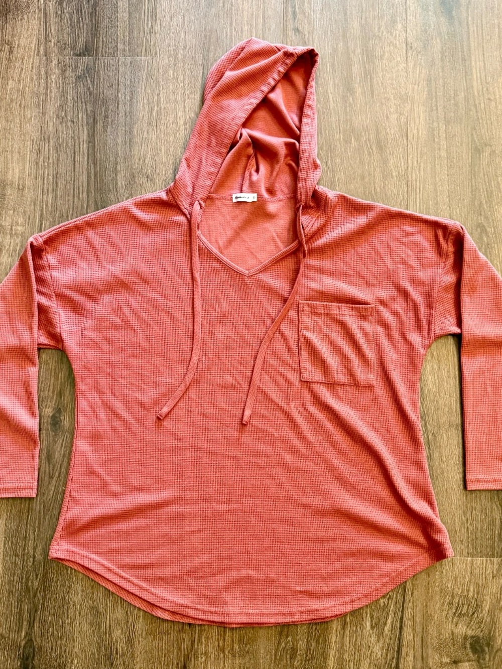 Morhuduck Women's Waffle Knit Lightweight Pullover Hoodie - Purple Red - Size XL